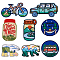 8Pcs 8 Styles Camping Theme Polyester Cloth Embroidery Sew on Appliques, Sewing Craft Decoration, Mixed Color, 43~72x37~71x1.8~2mm, 1pc/style