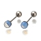 201 Stainless Steel Ear Plugs Gauges, with Opalite and 304 Stainless Steel Pin, Round, 15x4mm