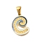 304 Stainless Steel Pendants, with Enamel, Ion Plating(IP), Laser Cut, Real 18K Gold Plated, Letter C, 18x13x1.5mm, Hole: 5.5x2.5mm