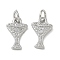 Rack Plating Brass Micro Pave Cubic Zirconia Pendants, Long-Lasting Plated, Lead Free & Cadmium Free, Cup Charms, with Jump Ring, Platinum, 12.5x8x1.5mm, Hole: 3mm