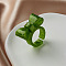 Bowknot Resin Cuff Rings for Women, with Glitter Powder, Dark Olive Green, Inner Diameter: 18mm