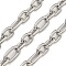 304 Stainless Steel Oval Link Chains, Unwelded, with Spool, Stainless Steel Color, 9.5~13x7~7.5x1.5mm