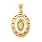 Golden 304 Stainless Steel Pendants, with Shell, Hollow Oval with Heart, Letter U, 23x16.5x2mm, Hole: 5.5x3mm
