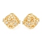 Hollow Rack Plating Brass Micro Pave Clear Cubic Zirconia Beads, Long-Lasting Plated, Lead Free & Cadmium Free, Round with Clover, Real 18K Gold Plated, 11x10mm, Hole: 1.4mm