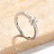 S925 Sterling Silver Adjustable Letter Rings for Women, with Micro Pave Cubic Zirconia, Letter N, 2mm,US Size 5 1/2(16.1mm), Letter: 5x4mm