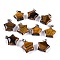 Natural Tiger Eye Pendants, Star Charm with 201 Stainless Steel Snap on Bails, Stainless Steel Color, 20~21x17~19x7~8mm, Hole: 6x3mm