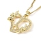 304 Stainless Steel Heart Pendant Necklaces with Cubic Zirconia, Letter Charms, Letter I, 16.54 inch(42cm)