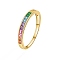 Rainbow Pride Flag Cubic Zirconia Finger Ring, Golden Brass Rings, Golden, US Size 8(18.1mm)