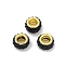Alloy Rhinestone Clay Pave Beads, Rondelle, Black, 11.5x6.5mm, Hole: 5mm