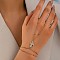 Simple Style 304 Stainless Steel Rhinestone Link Ring Bracelets, Cross, Golden, 6-1/4 inch(16cm)