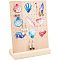Ocean Them Printed Wooden Earring Display Stands, Rectangle with Sea Animal Pattern, Colorful, Finish Product: 8x20x26.5cm, Hole: 3mm, about 2pcs/set