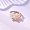 Round Shell Pearl Finger Rings for Women, Brass Wire Wrap Finger Ring, Light Gold, 14mm, Inner Diameter: 19mm