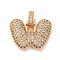 Brass Micro Pave Cubic Zirconia Pendants, Real 18K Gold Plated, Clear, Letter W, 18.5~24x12.5~25.5x5~5.5mm, Hole: 5x3mm