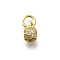 Brass Micro Pave Cubic Zirconia Charms, Round, Rack Plating, Cadmium Free & Lead Free, Long-Lasting Plated, with Jump Ring, Real 18K Gold Plated, 8x4x5.5mm, Hole: 3mm