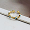 Flat Round with Evil Eye Brass Micro Pave Clear Cubic Zirconia with Enamel Cuff Rings, Deep Sky Blue, 5mm, Inner Diameter: 17mm