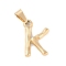 304 Stainless Steel Pendants, Bamboo Style, Letter, Ion Plating(IP), Real 18K Gold Plated, Letter.K, 19.5x12x3mm, Hole: 3x7mm