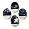 Opaque Resin & Walnut Wood Pendants, Two Tone, Oval, Black, 38x26x3mm, Hole: 2mm