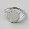 Adjustable 925 Sterling Silver Finger Ring Components, Oval Pad Ring Setting, Platinum, Tray: 12x10mm, 13.5x11.5mm, US Size 8(18.1mm)