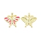 Brass Micro Pave Clear Cubic Zirconia Pendants, with Enamel, Butterfly Charm, Real 18K Gold Plated, 18.5x23.5x4mm, Hole: 2.5x4.5mm