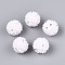 Handmade Polymer Clay Rhinestone and Resin Beads, Round with Flower, Pearl Pink, 19~20mm, Hole: 1.8~2mm
