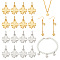 Brass Charms, Clover, Cadmium Free & Nickel Free & Lead Free, Mixed Color, 11x9x1mm, Hole: 3mm, 2 colors, 14pcs/color, 28pcs/box