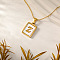 Rectangle 304 Stainless Steel Pave Natural White Shell Initial Pendant Necklaces for Women, Real 18K Gold Plated, Letter Z, 15.75 inch(40cm)