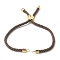Cotton Cord Bracelet Making, with Brass Findings, Flat Round with Tree of Life, Real 18K Gold Plated, Rosy Brown, 8-5/8 inch(22cm), Hole: 2mm