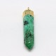 Natural Dyed Crystal Pencil Pointed Pendants G-L044-05-2