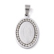 304 Edelstahl-Kristallrhinestone flache ovale mit Maria heiligen Anhänger STAS-E093-01-2