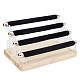 4 段アロイ マイクロファイバー クロス バー フィンガー リング ホルダー スタンド  木製ベースのリングディスプレイオーガナイザー  ブラック  完成品：21.5x14x12cm RDIS-WH0017-01-1