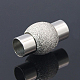 304 Stainless Steel Textured Magnetic Clasps with Glue-in Ends STAS-G008-1-2