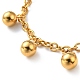 Placage sous vide 201 bracelet à breloques perles rondes en acier inoxydable avec 304 chaînes en acier inoxydable pour femme BJEW-E108-07G-2
