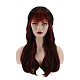 ツートンカラーのロングカーリー合成かつら  ウィッグキャップ付き  高温耐熱繊維  女性の女の子のために  暗赤色  23.62インチ（60cm） OHAR-I017-03-1