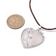 Ожерелье с подвеской в виде сердца из натурального розового кварца со шнурками из воловьей кожи NJEW-JN04598-02-3