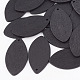 Подвески из грушевого дерева, окрашенные, лист, чёрные, 42.5x23x3 мм, отверстие : 2 мм