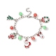 Christmas Tree & Santa Claus Alloy Enamel & Acrylic Charm Bracelet BJEW-JB09301-1