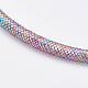 メッシュチューブ  プラスチックネット糸コードネックレス  真鍮カニカン付き  プラチナ  ミックスカラー  18.8インチ（48cm）  3.5mm NJEW-F199-A-3