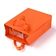 長方形の紙袋  ハンドル付き  ギフトバッグやショッピングバッグ用  レッドオレンジ  16x12x0.6cm CARB-F007-03A-4
