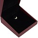 黒いベルベットの正方形の革のブレスレット＆バングルギフトボックス  インディアンレッド  8.5x9x4.3cm LBOX-D009-05A-4
