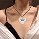 Fibloom 5pcs 5 couleurs coeur verre pendentif colliers sertis de cordon ciré pour les femmes NJEW-FI0001-05-4