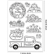 恩人感謝祭クリアスタンプ  秋の収穫  トラック  カボチャ  diyの装飾を作るカードのためのファーム模様PVCシリコンスタンプ  6.3x4.3インチ DIY-WH0167-56-980-2