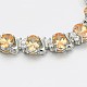 Noble Gift Ideas for Lady Platinum Tone Brass Pave Cubic Zirconia CZ Oval Link Bracelets BJEW-L434-13-2