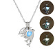 Halskette mit Delfinkäfig-Anhänger aus Legierung mit synthetischem Leuchtstein LUMI-PW0001-008P-A-2