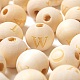 104pcs 26 perles européennes en bois naturel non fini de style WOOD-LS0001-03-4
