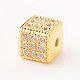 Cube Brass Micro Pave Cubic Zirconia Beads ZIRC-K015-07G-2