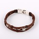 Trendy Cowhide Leather Cord Multi-strand Bracelets BJEW-JB01734-1