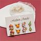 4 Pairs Snowman & Christmas Tree & Deer & Mushroom Printed Wood Stud Earrings EJEW-OY001-07-5