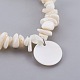 Bracelets extensible en chip perles de coquille blanche avec breloque BJEW-JB03981-01-3
