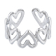 304 Stainless Steel Hollow Heart Cuff Rings RJEW-N038-124P-2