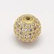 Perles rondes en laiton avec zircone cubique de micro pave ZIRC-L017-05-2